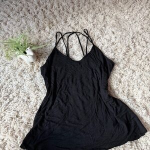 Chic Rock Rose women’s crisscross back super cute, casual Classic Black Tank Top